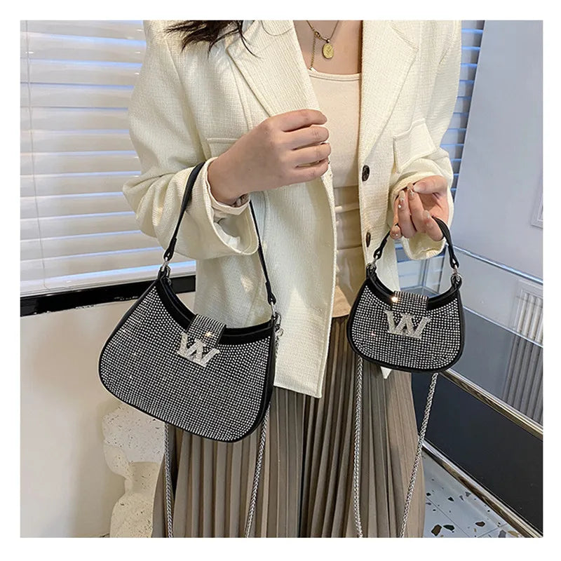 Rhinestone Shoulder Hand Bag Evening Party Purse Clutch Chain Sling Bag