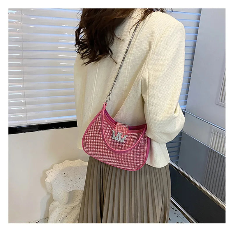 Rhinestone Shoulder Hand Bag Evening Party Purse Clutch Chain Sling Bag