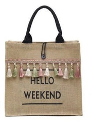 Beach Casual Girls Travel Handbags Large Capacity Tassel Shoulder Bag Women's Pu