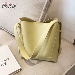 Large Capacity Bucket Bag Women PU Leather Handbag All-match Crossbody Shoulder