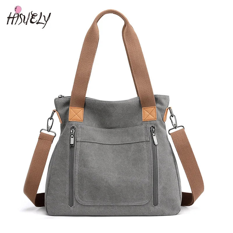 Casual Canvas Tote Women Handbags Shoulder Crossbody Bags Big Shopper Bag