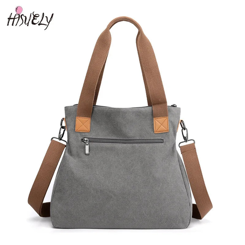 Casual Canvas Tote Women Handbags Shoulder Crossbody Bags Big Shopper Bag
