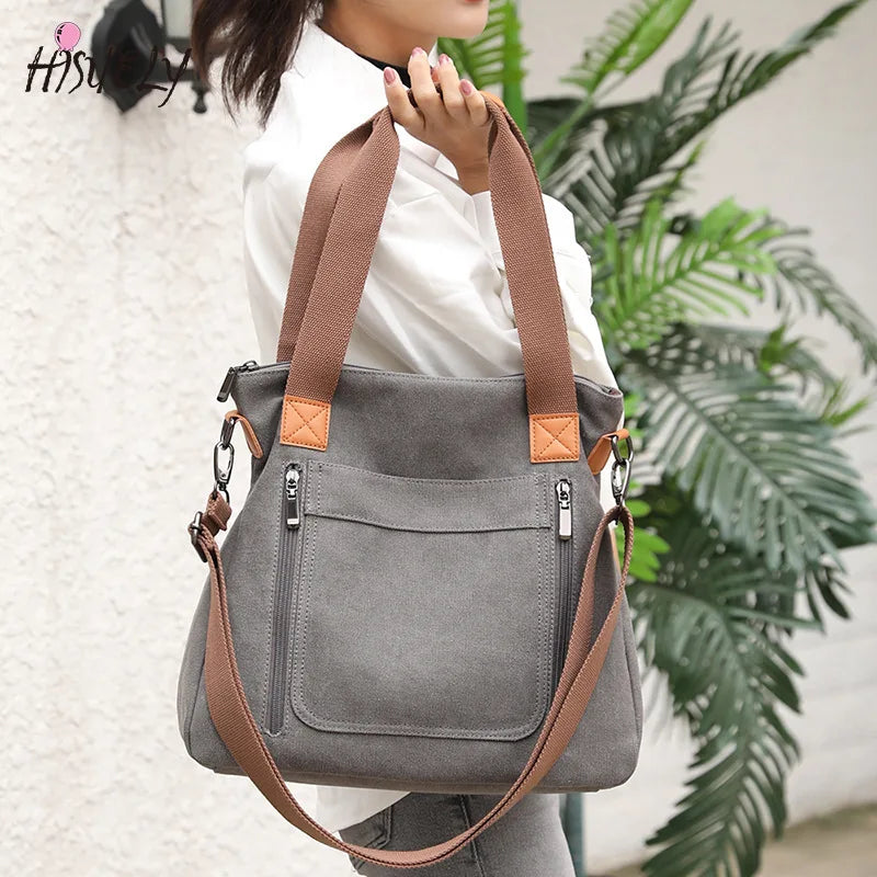 Casual Canvas Tote Women Handbags Shoulder Crossbody Bags Big Shopper Bag
