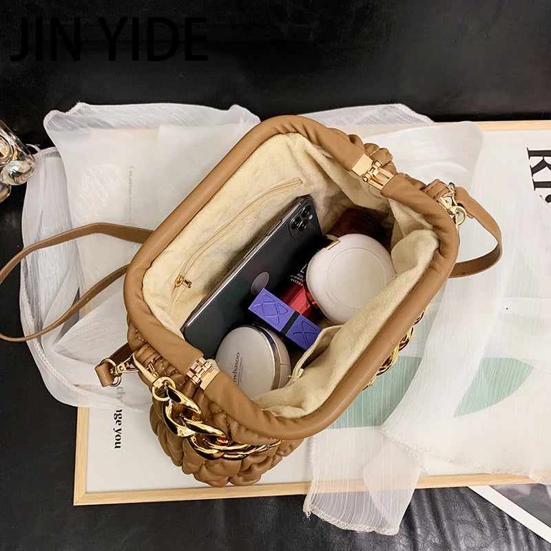 Chain Small Clutch PU Leather Handbags Shoulder Bag for Women