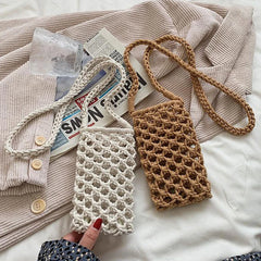 Cotton Woven Mobile Phone Bag Women's Portable Shoulder Bags