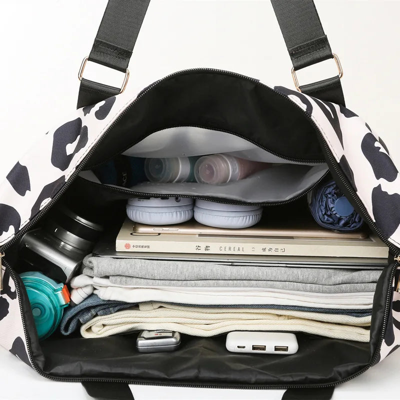 Cow Pattern Large Bag Waterproof Ladies Portable Shoulder Travel Bag