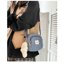 Bear Messenger Bag Women Plush Shoulder Bag