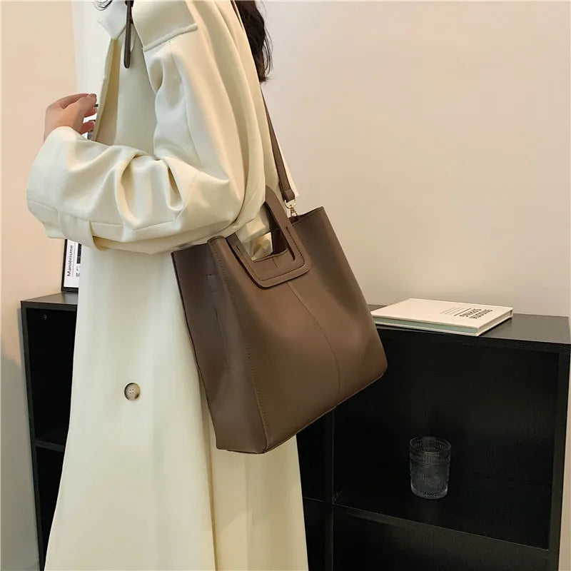 Women Shoulder Bags Tote Crossbody PU Leather High Capacity Bucket