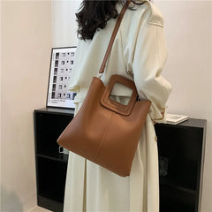 Women Shoulder Bags Tote Crossbody PU Leather High Capacity Bucket