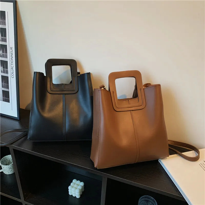 Women Shoulder Bags Tote Crossbody PU Leather High Capacity Bucket