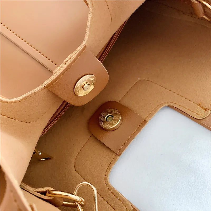 Women Shoulder Bags Tote Crossbody PU Leather High Capacity Bucket