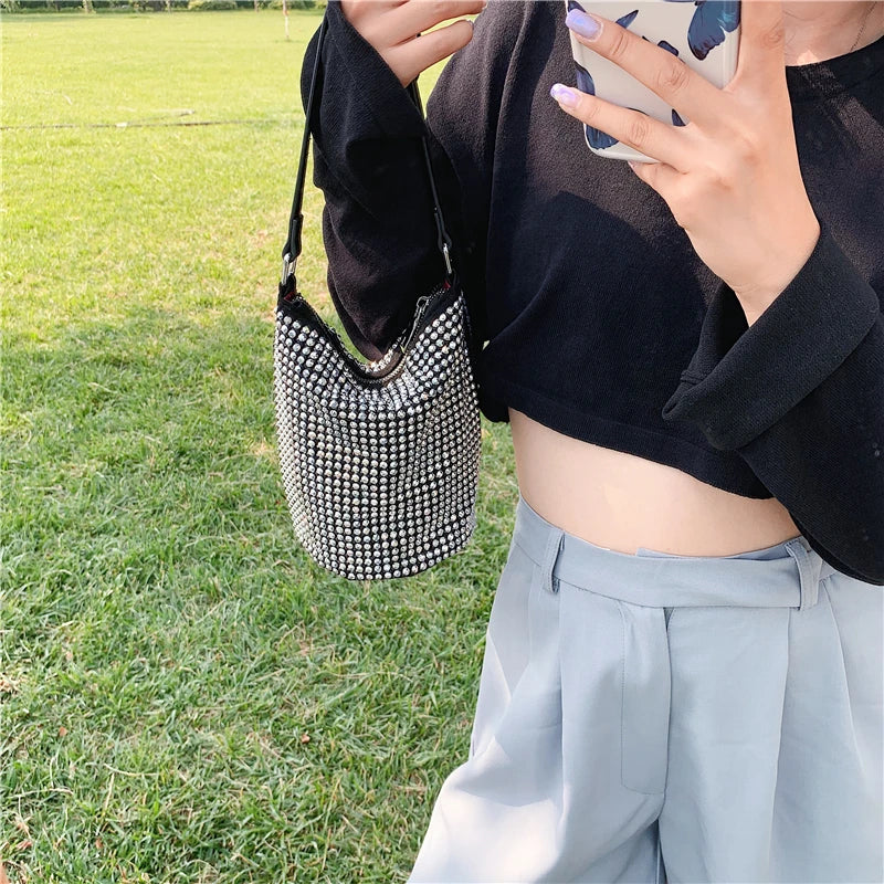Sequins Shoulder Bag Women's Casual Crossbody Bucket Bag