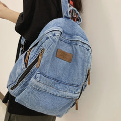 Denim Women Backpack Retro Travel Bagpack