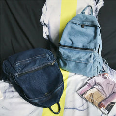 Retro Denim Women Backpack Large Capacity School Bag for Teenage Girls