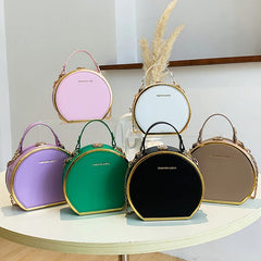 Women Chain Box Bags Handbag And Purple Small Tote Party Shoulder Bags