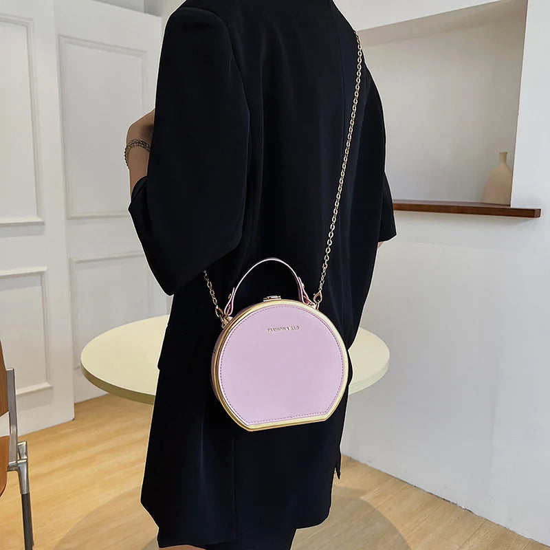 Women Chain Box Bags Handbag And Purple Small Tote Party Shoulder Bags