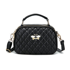 Diamond Lattice PU Leather Female Bee Handbag Lady's Shoulder Cross Body Bags
