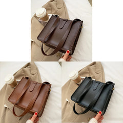 Women Bucket Bag Large Capacity PU Leather All-match Shoulder Bags