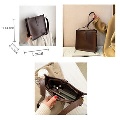 Women Bucket Bag Large Capacity PU Leather All-match Shoulder Bags