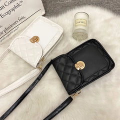 Embroidered Rhombus Phone Bag Shoulder Messenger Sweet Handbag
