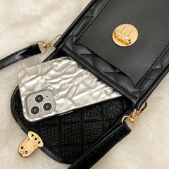 Embroidered Rhombus Phone Bag Shoulder Messenger Sweet Handbag