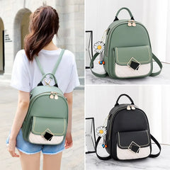 Small Backpack Women Casual PU Leather Female Bagpack