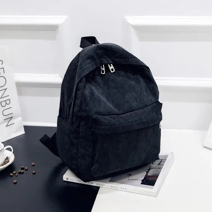 Corduroy Women School Backpack Teenger Girl School Bags