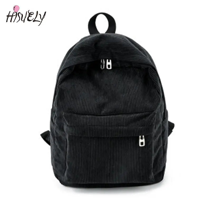 Corduroy Women School Backpack Teenger Girl School Bags