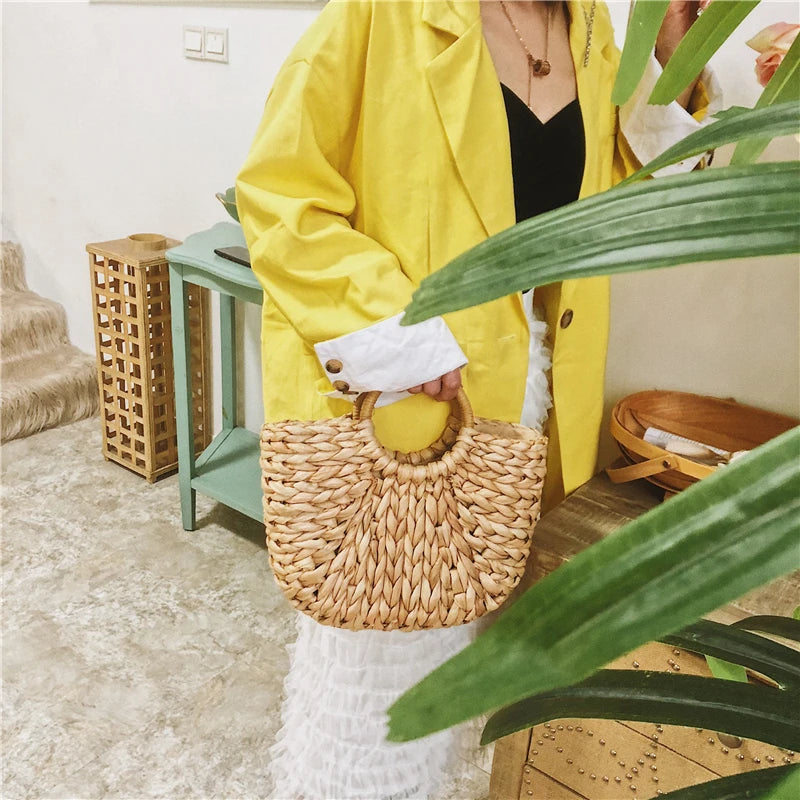 High Capacity Straw Handbags Women Summer Beach Bag Rattan Bag