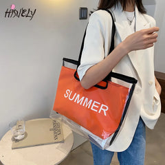 Transparent Tote Bag Jelly PVC Large Capacity Shoulder Bags for Women Handbags