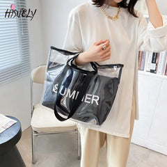 Transparent Tote Bag Jelly PVC Large Capacity Shoulder Bags for Women Handbags