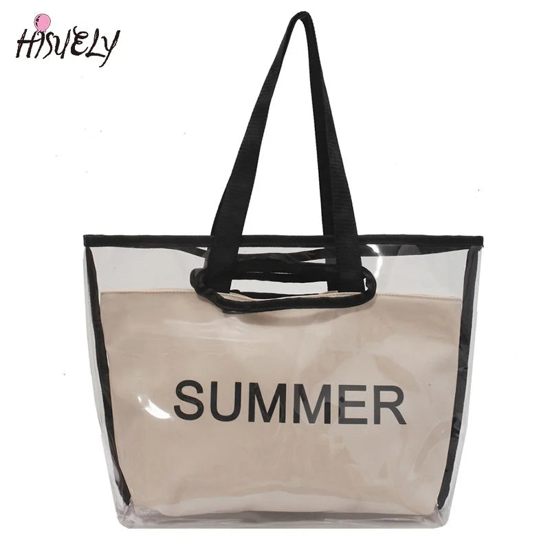 Transparent Tote Bag Jelly PVC Large Capacity Shoulder Bags for Women Handbags