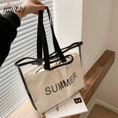 Transparent Tote Bag Jelly PVC Large Capacity Shoulder Bags for Women Handbags
