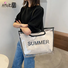 Transparent Tote Bag Jelly PVC Large Capacity Shoulder Bags for Women Handbags