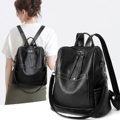 Leather Women Backpack School Bag for Girls Large Capacity Travel Bag