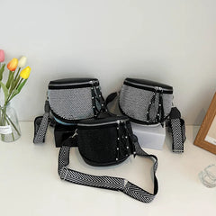 One Shoulder Handbag Wild Crystal Messenger Bag High PU Leather Ladies Bag