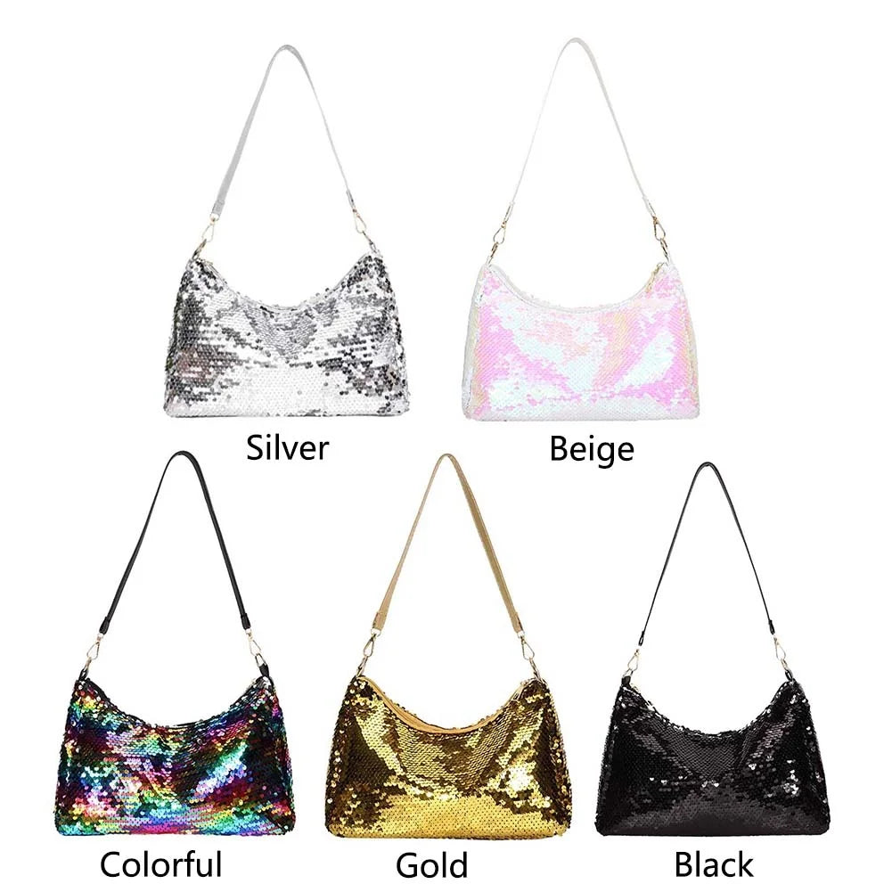 Sequin Women Underarm Bags Small Top-Handle Bags Ladies Party Handbags