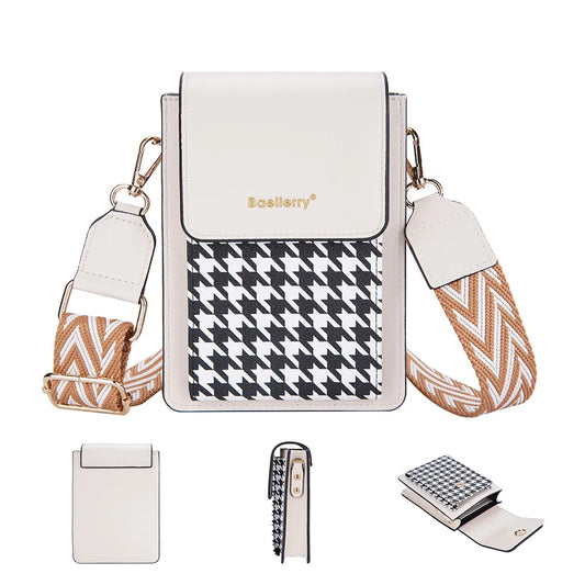 Small Crossbody Bags Women PU Leather Messenger Bag Wide Shoulder Strap
