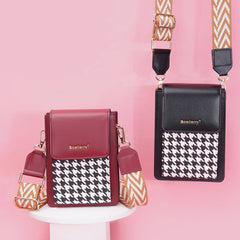 Small Crossbody Bags Women PU Leather Messenger Bag Wide Shoulder Strap