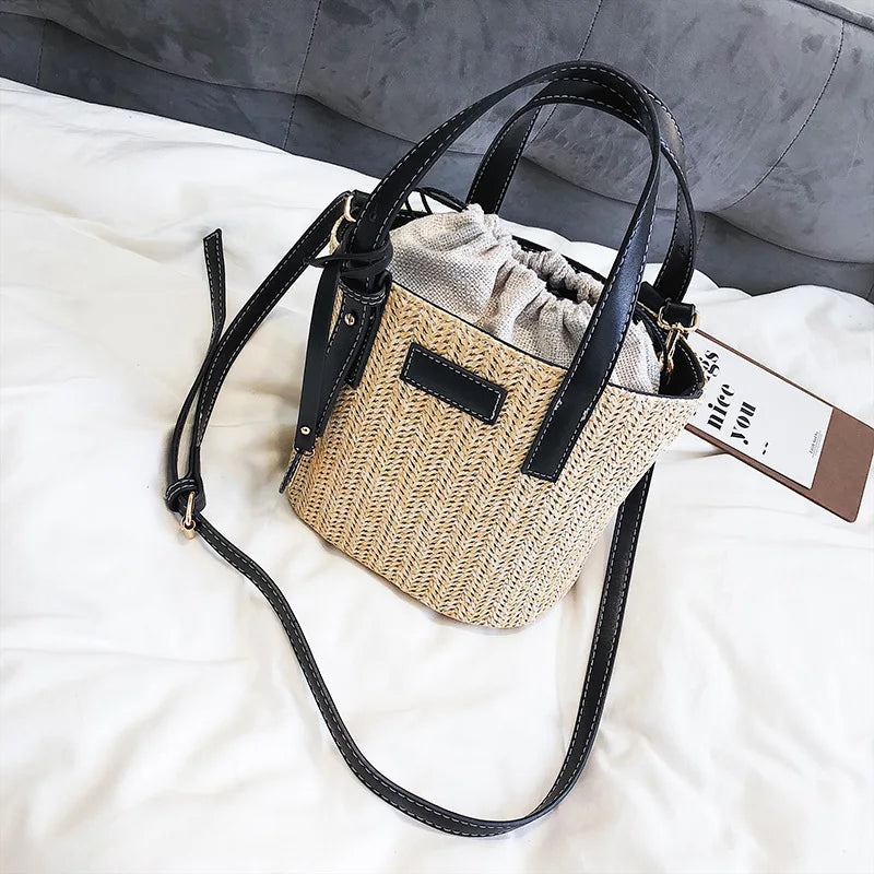 Summer Beach Rattan Woven Straw Bag Big Shoulder Tote Bohemia Handbag