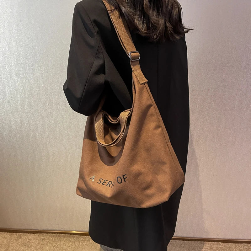 Students Canvas Tote Female Women Crossbody Shoulder Bags High Capacity