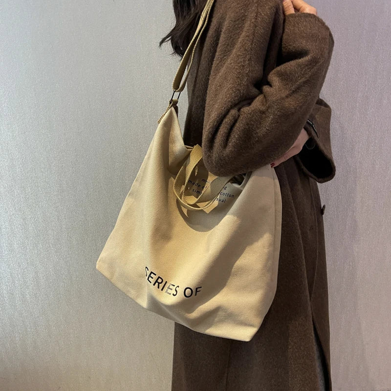 Students Canvas Tote Female Women Crossbody Shoulder Bags High Capacity