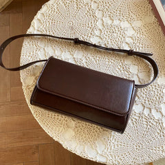 Vintage Leather Messenger Bag Women Small Square Shoulder Crossbody