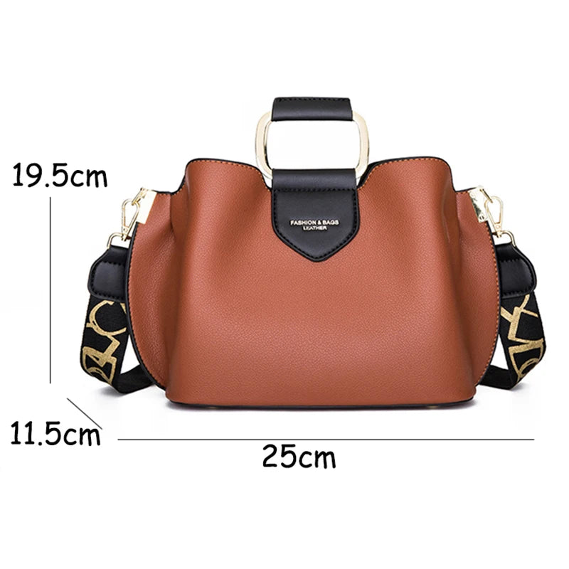 Vintage Letter Bucket Bag High Retro Crossbody Tote Handbag