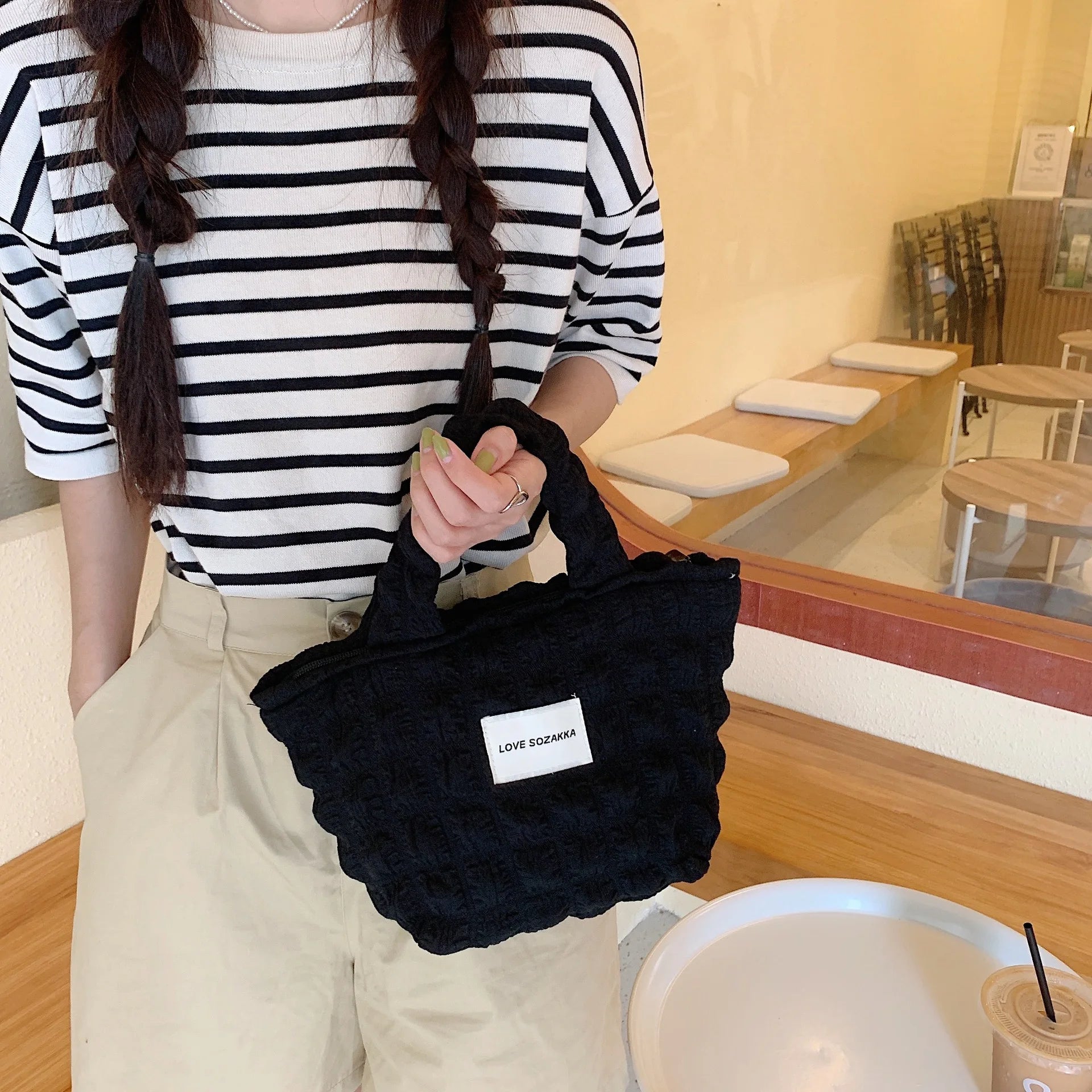 Women Canvas Shoulder Bag Casual Handbag Tote Reusable Large Capacity Cotton