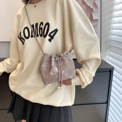 Women Chain Bucket Bags Denim Canvas Shoulder Bags Lady Crossbag Bags