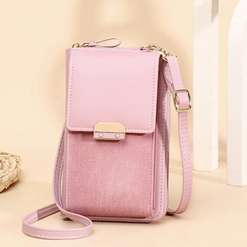 Women PU Leather Shoulder Bag Solid Color Ladies Wallet Crossbody Bag