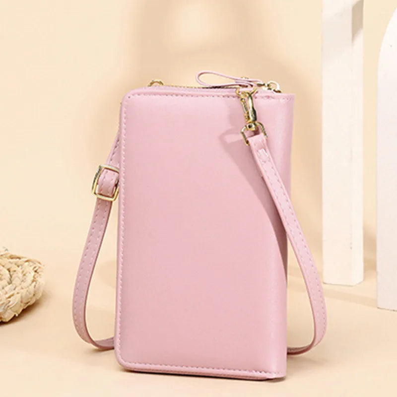 Women PU Leather Shoulder Bag Solid Color Ladies Wallet Crossbody Bag