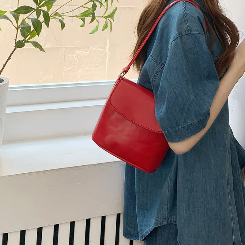 Vintage Leather Small Flap Messenger Bags for Women Shoulder Crossbody