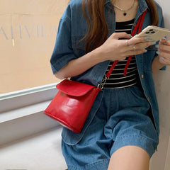 Vintage Leather Small Flap Messenger Bags for Women Shoulder Crossbody